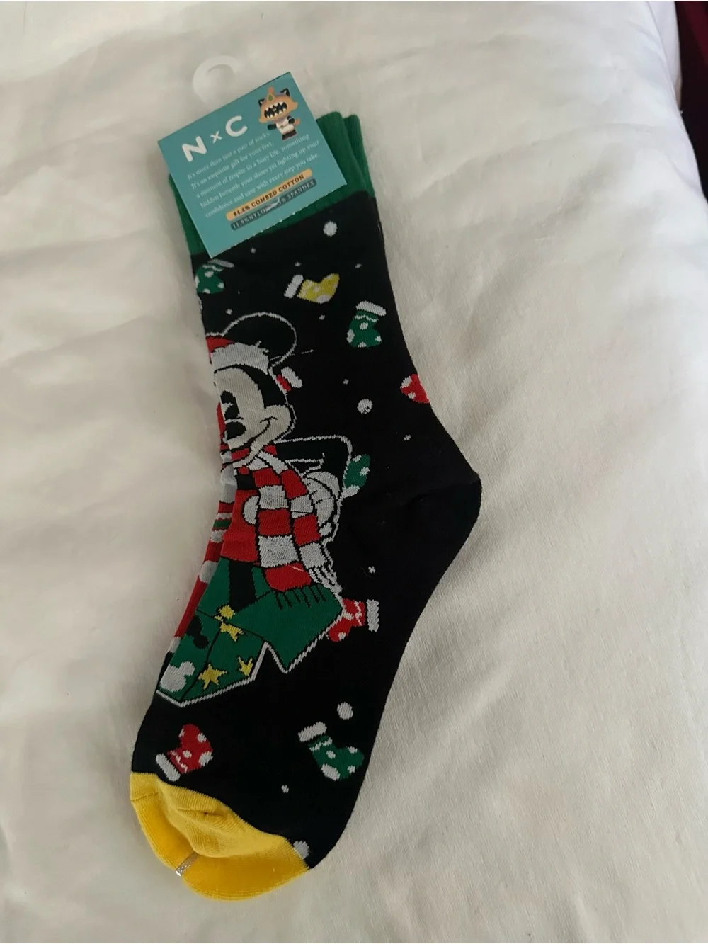 Disney Mickey Mouse Holiday Crew Socks - Black & Yellow